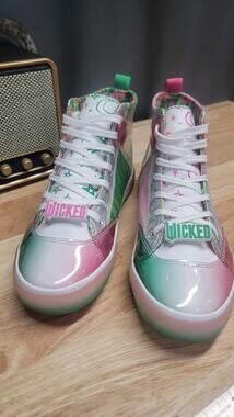 Wicked Movie Musical High Top Sneaker Green Pink Butterfly Gradient Lace Up